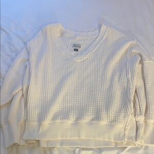 Aerie White Waffle Knit Sweater